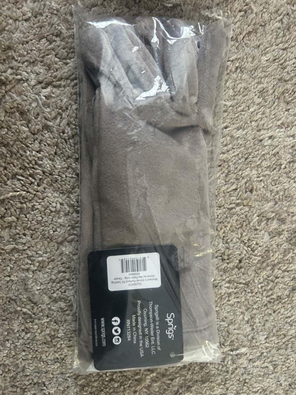 Sprigs Women's Taupe Suede-Look Gloves